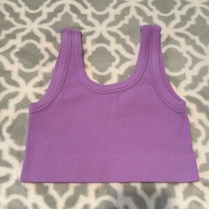 Purple ribbed cropped tank